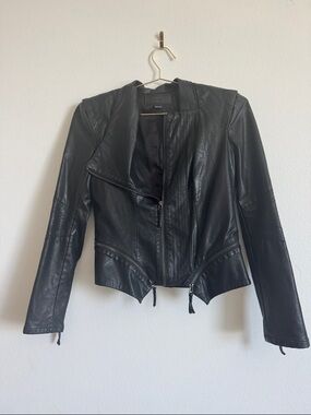 Blank NYC Black Faux Leather Asymmetric Zip Jacket